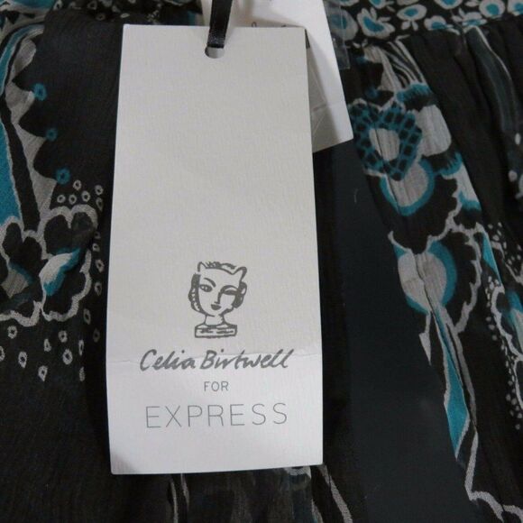 New Celia Birtwell Express 0 Gray Teal Floral Mini - Picture 9 of 11